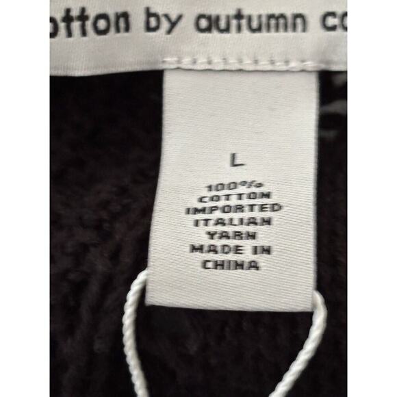 Cotton by Autumn Cashmere Open Pointelle Duster Black Size Large NEW With Tags - Picture 8 of 14